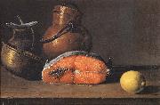 Luis Melendez Still Life with Salmon, a Lemon and Three Vessels Germany oil painting reproduction